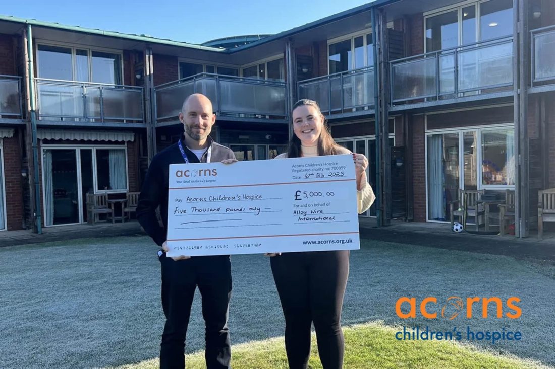 Alloy Wire International Donates £5000 to Acorns Hospice - Alloy Wire International 1